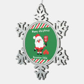 Pickleball 🎅 Santa Schneeflocken Zinn-Ornament (Rechts)