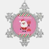 Pickleball 🎅 Santa Snowflake Weihnachtsgebäck Schneeflocken Zinn-Ornament (Vorderseite)
