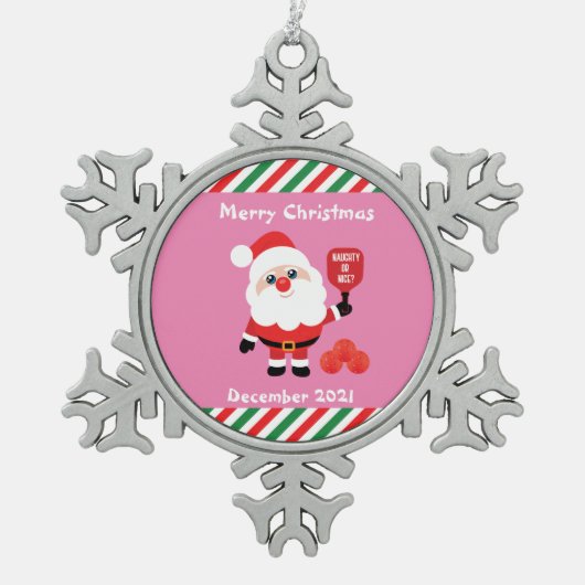 Pickleball 🎅 Santa Snowflake Weihnachtsgebäck Schneeflocken Zinn-Ornament (Vorderseite)