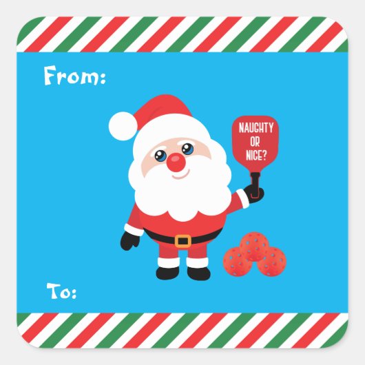 Pickleball 🎅 Santa Square Aufkleber (Vorderseite)