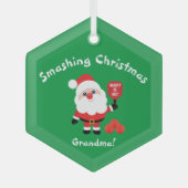Pickleball 🎅 Santa Star Ornament Aus Glas (Vorderseite)