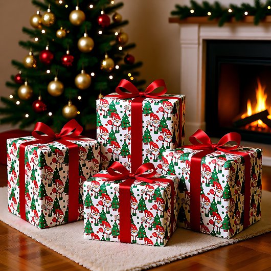 Pickleball Santas und Weihnachtsbäume Geschenkpapier