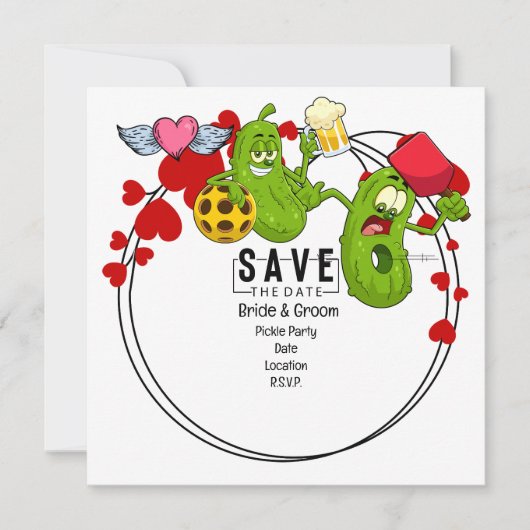 Pickleball Save the Date Wedding Funny Einladung (Vorderseite)