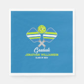 Pickleball-Schläger Ball Blau Grüne Party Serviette (Vorderseite)