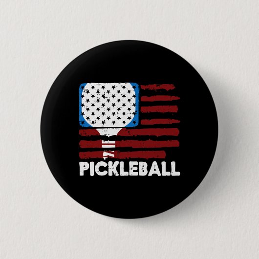 Pickleball-Schläger Flagge Pickle Ball Patriot Män Button (Vorderseite)