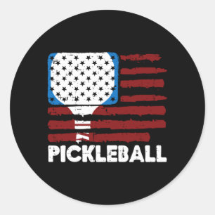 Pickleball-Schläger Flagge Pickle Ball Patriot Män Runder Aufkleber