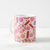 Pickleball-Schläger mit Retro-Blumenmuster Kaffeetasse (Vorderseite Links)
