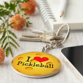 Pickleball Schlüsselanhänger - "I Liebe Pickleball (Seite)