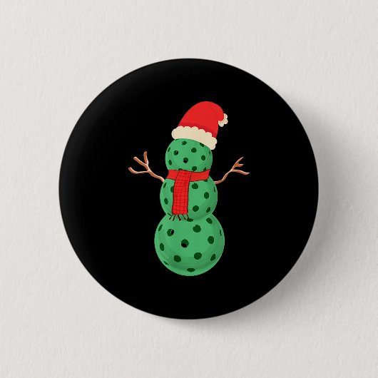 Pickleball-Schneemann - lustiges Pickleball-Weihna Button (Vorderseite)