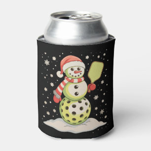 Pickleball Schneemann Santa Hut Weihnachtslichter Dosenkühler