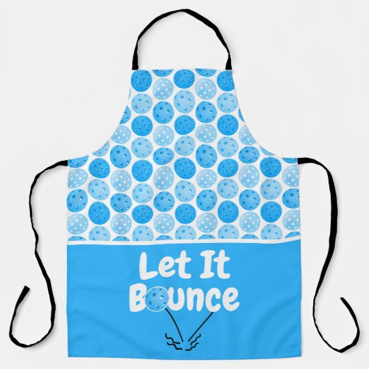 Pickleball Serve Ließ It Bounce Blue Personalisier Schürze (Vorderseite)