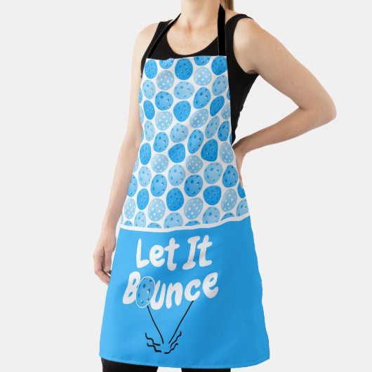 Pickleball Serve Ließ It Bounce Blue Personalisier Schürze (InSitu)
