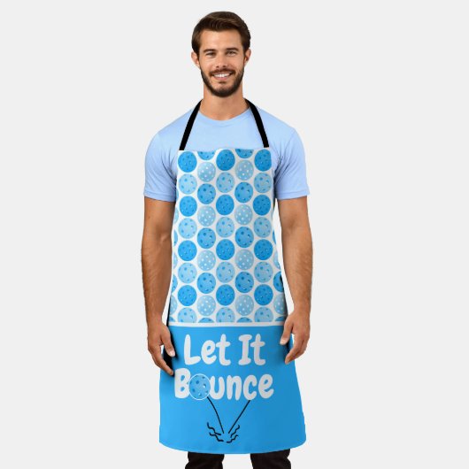 Pickleball Serve Ließ It Bounce Blue Personalisier Schürze (Getragen)