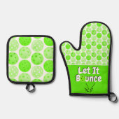 Pickleball Serve Ließ It Bounce Green Personalisie Ofenhandschuh & Topflappen-Set (Vorderseite)