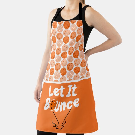 Pickleball Serve Ließ It Bounce Orange Personalisi Schürze (InSitu)