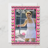 Pickleball-Shower-Dinks & Drinks Pink Chevron Einladung (Rückseite)
