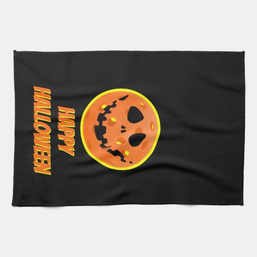 Pickleball Skeleton Jack-o''Lantern Halloween Geschirrtuch (Horizontal)