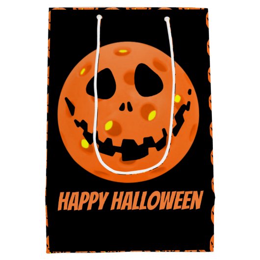 Pickleball Skeleton Jack-o''Lantern Halloween Mittlere Geschenktüte (Rückseite)
