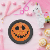 Pickleball Skeleton Jack-o''Lantern Halloween Pappteller (Party)