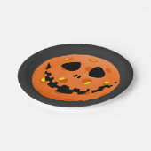 Pickleball Skeleton Jack-o''Lantern Halloween Pappteller (Schrägansicht)