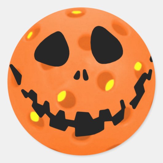 Pickleball Skeleton Jack-o''Lantern Halloween Runder Aufkleber (Vorderseite)