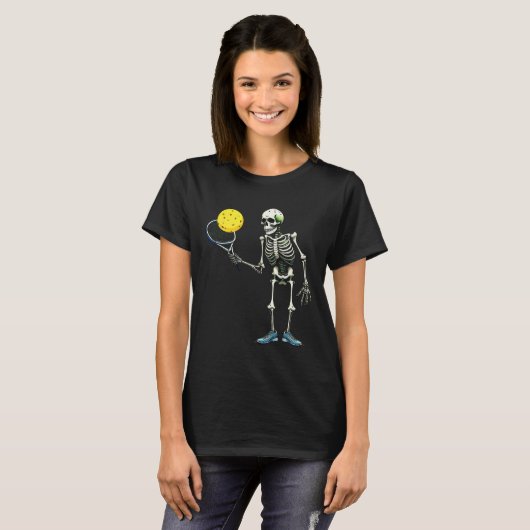 Pickleball Skeleton T-Shirt Halloween Kostüm Pickl (Vorne ganz)