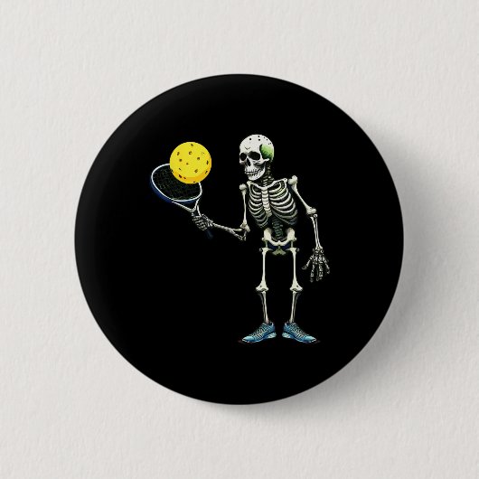 Pickleball Skeleton T-Shirt Halloween Kostüm Pickl Button (Vorderseite)
