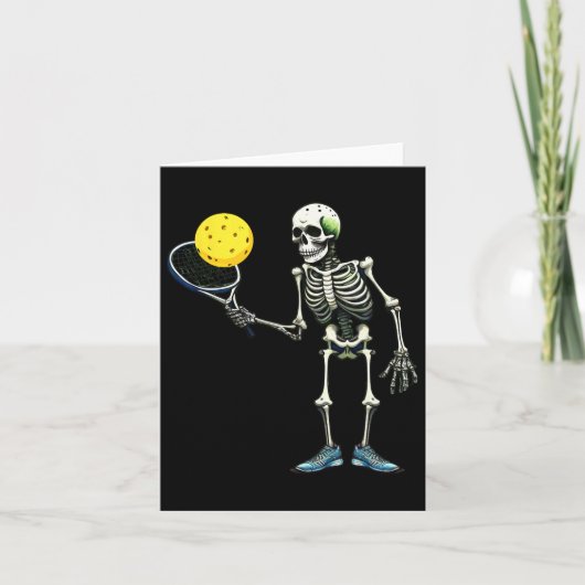 Pickleball Skeleton T-Shirt Halloween Kostüm Pickl Karte (Vorderseite)