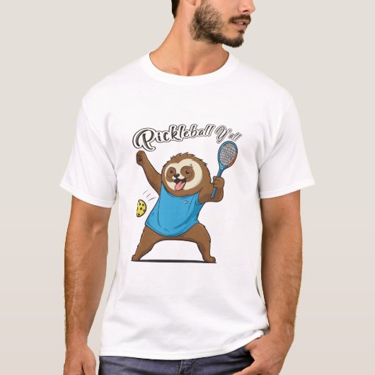 Pickleball Sloth T- Pickleball Y'all T-Shirt (Vorderseite)