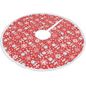 Pickleball Snowballs Schneeflocken Roter Glückwuns Polyester Weihnachtsbaumdecke (Schrägansicht)