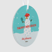 Pickleball Snowman Custom Holiday Acrylic Ornament (Vorderseite)