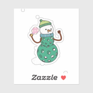 Pickleball Snowman Funny Christmas Aufkleber