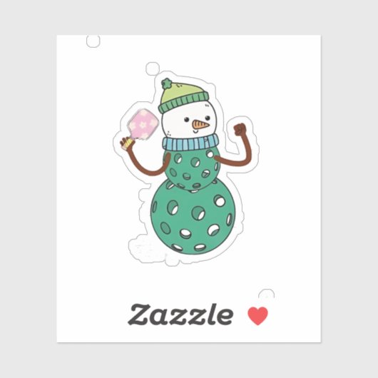 Pickleball Snowman Funny Christmas Aufkleber (Blatt)