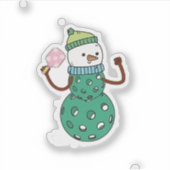 Pickleball Snowman Funny Christmas Aufkleber (Vorderseite)
