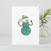Pickleball Snowman Funny Christmas Einladung (Stehend Vorderseite)