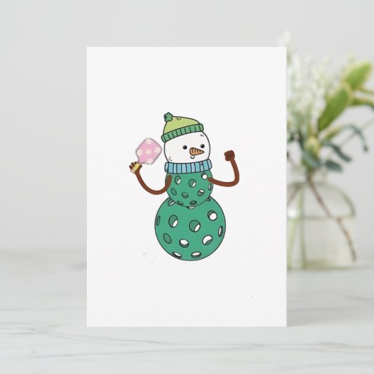 Pickleball Snowman Funny Christmas Einladung (Stehend Vorderseite)