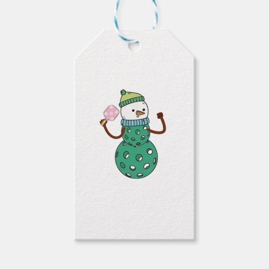 Pickleball Snowman Funny Christmas Geschenkanhänger (Vorderseite)