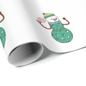 Pickleball Snowman Funny Christmas Geschenkpapier (Rolleneckpunkt)