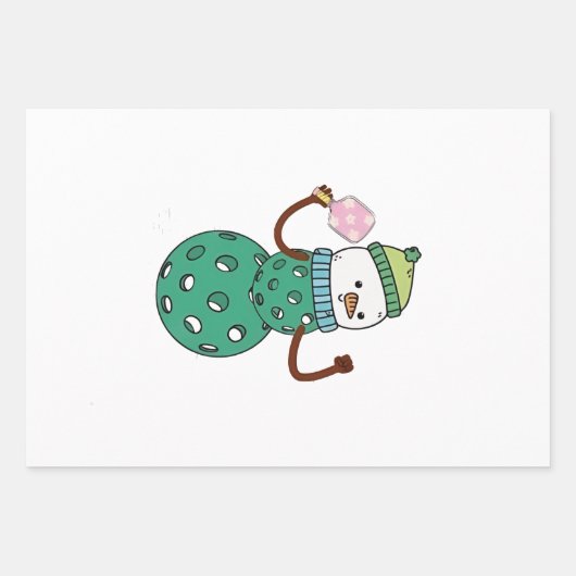 Pickleball Snowman Funny Christmas Geschenkpapier Set (Vorderseite)