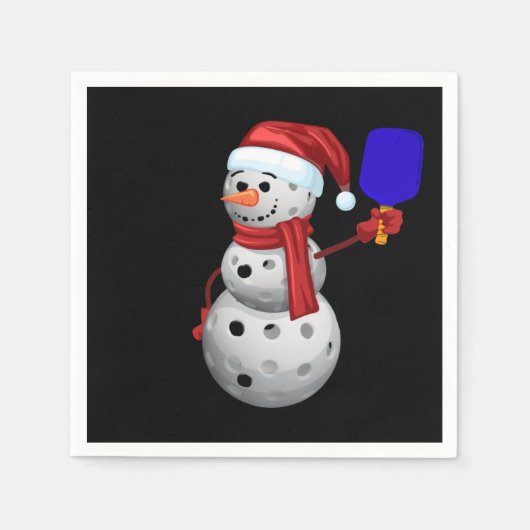 Pickleball Snowman Serviette (Vorderseite)
