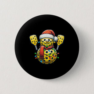 Pickleball Snowman Weihnachtsmannmütze Lights Chri Button