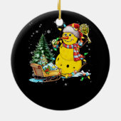 Pickleball Snowman Weihnachtsmannmütze Lights Chri Keramik Ornament (Hinten)