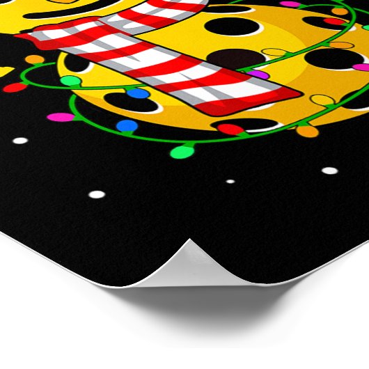Pickleball Snowman Weihnachtsmannmütze Lights Chri Poster (Ecke)