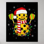 Pickleball Snowman Weihnachtsmannmütze Lights Chri Poster (Vorne)