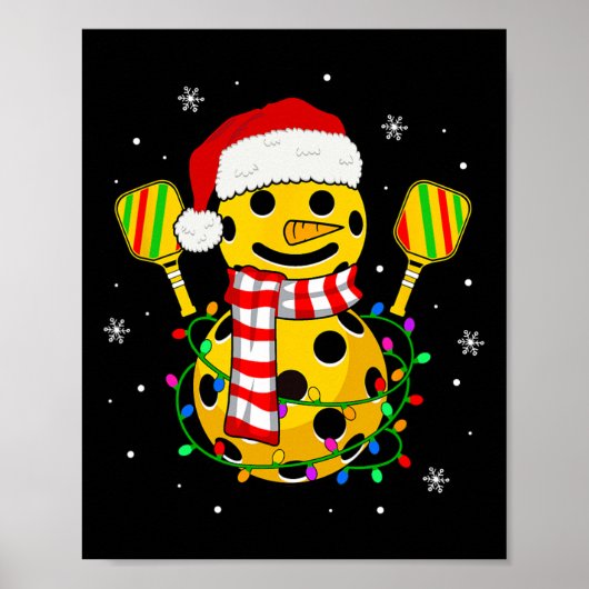 Pickleball Snowman Weihnachtsmannmütze Lights Chri Poster (Vorne)