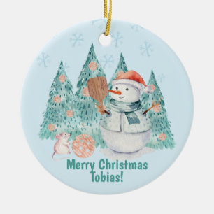 Pickleball Snowmen, minzige Weihnachten Keramik Ornament