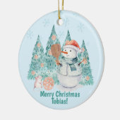Pickleball Snowmen, minzige Weihnachten Keramik Ornament (Links)