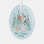Pickleball Snowmen, minzige Weihnachten Ornament Aus Glas (Vorderseite links)