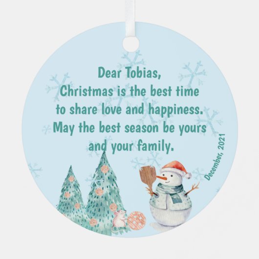 Pickleball Snowmen, minzige Weihnachten Ornament Aus Metall (Rückseite)