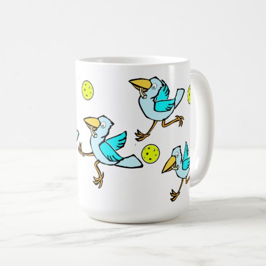 Pickleball - so glücklich wie ein Vogel mit franzö Kaffeetasse (VorderseiteRechts)